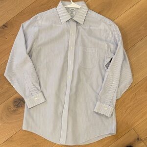 Brooks Brothers White and Blue Striped Dress Shirt
